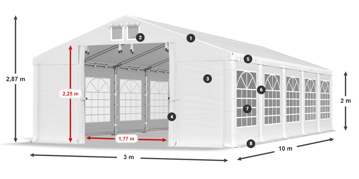 Streha: SD 560 PVC Stene: FR 620 PVC Legenda 2 m