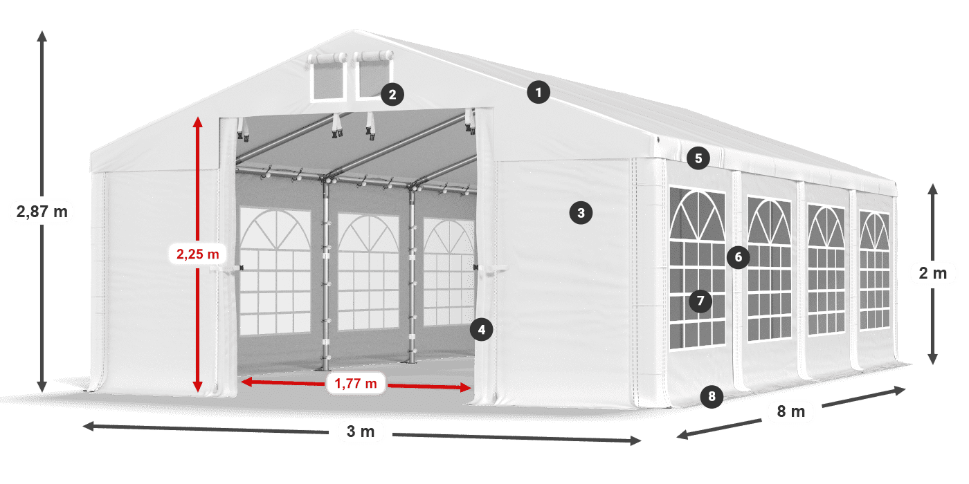 Streha: SD 560 PVC Stene: FR 620 PVC Legenda 2 m