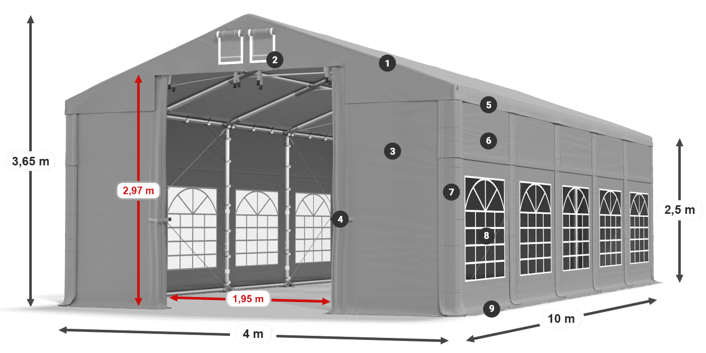 Streha: FR 620 PVC Stene: SD 500 PVC 2,5 m legenda