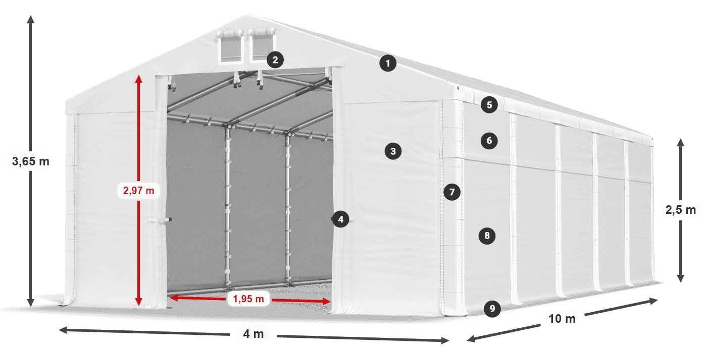 Streha: MS 580 PVC Stene: SD 500 PVC 2,5 m legenda