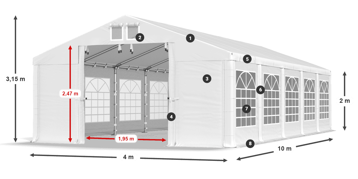 Streha: FR 620 PVC Stene: SD 500 PVC 2 m legenda