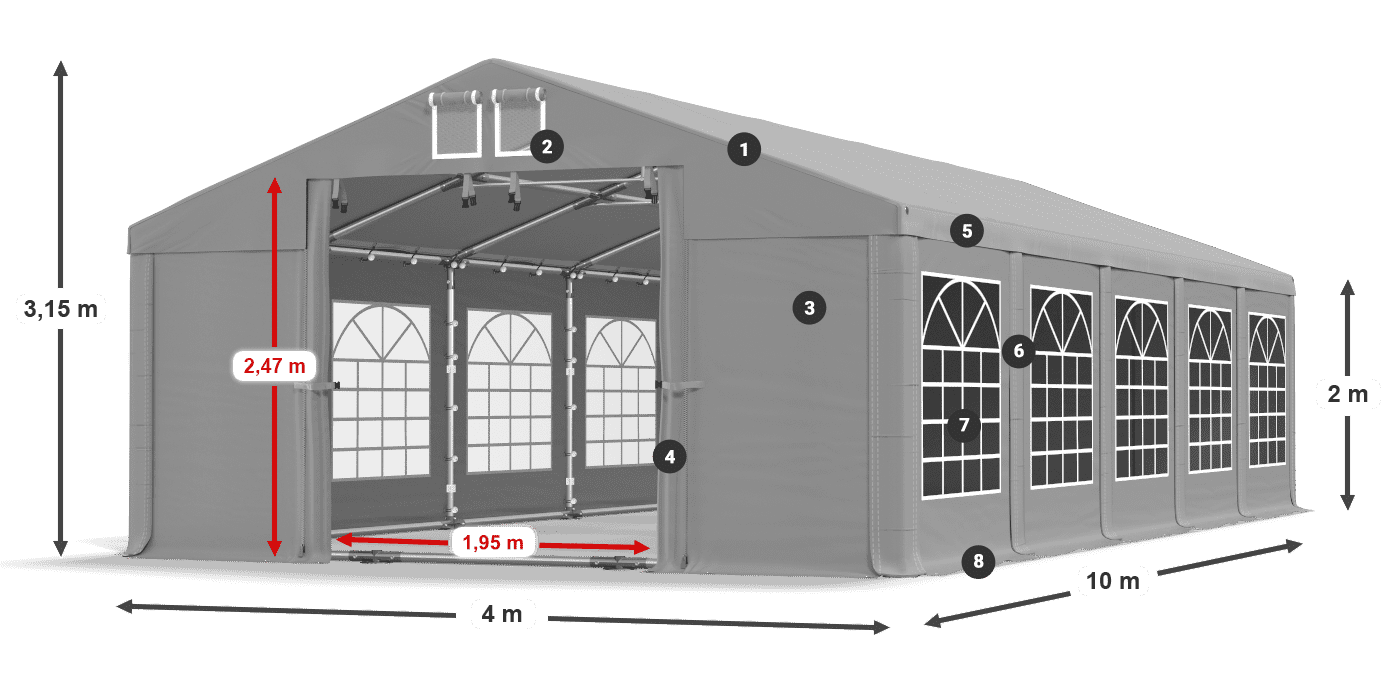 Streha: FR 620 PVC Stene: SD 500 PVC 2 m legenda