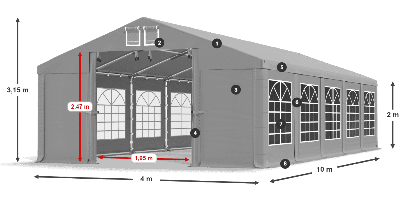 Streha: FR 620 PVC Stene: SD 500 PVC 2 m legenda