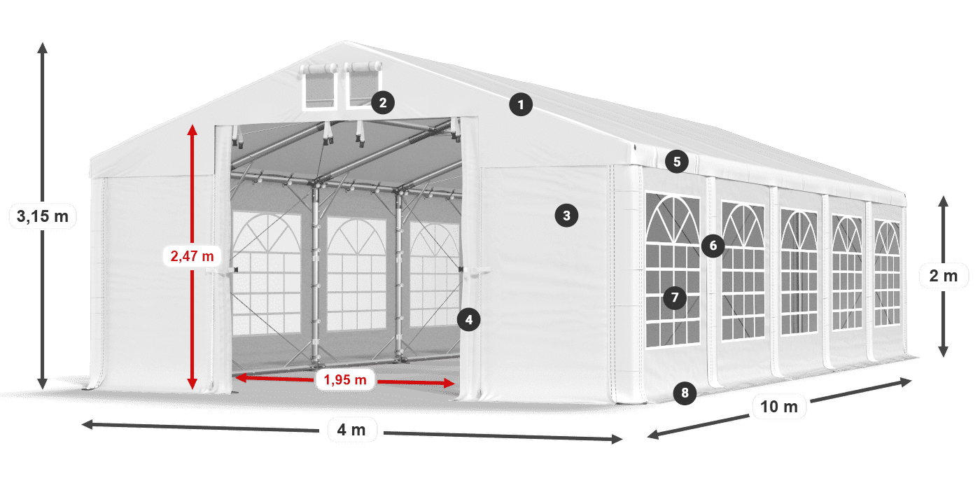 Streha: MS 580 PVC Stene: FR 620 PVC 2 m legenda