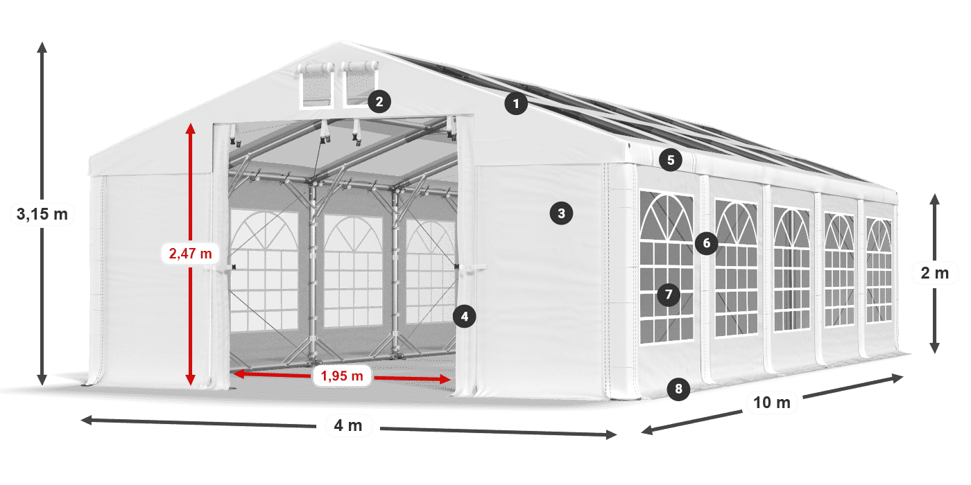 Streha: MS T 580 PVC Stene: FR 620 PVC 2 m legenda