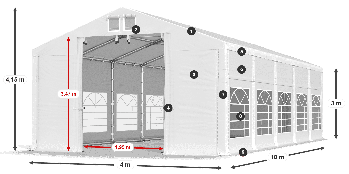 Streha: MS 580 PVC Stene: FR 620 PVC 3 m legenda