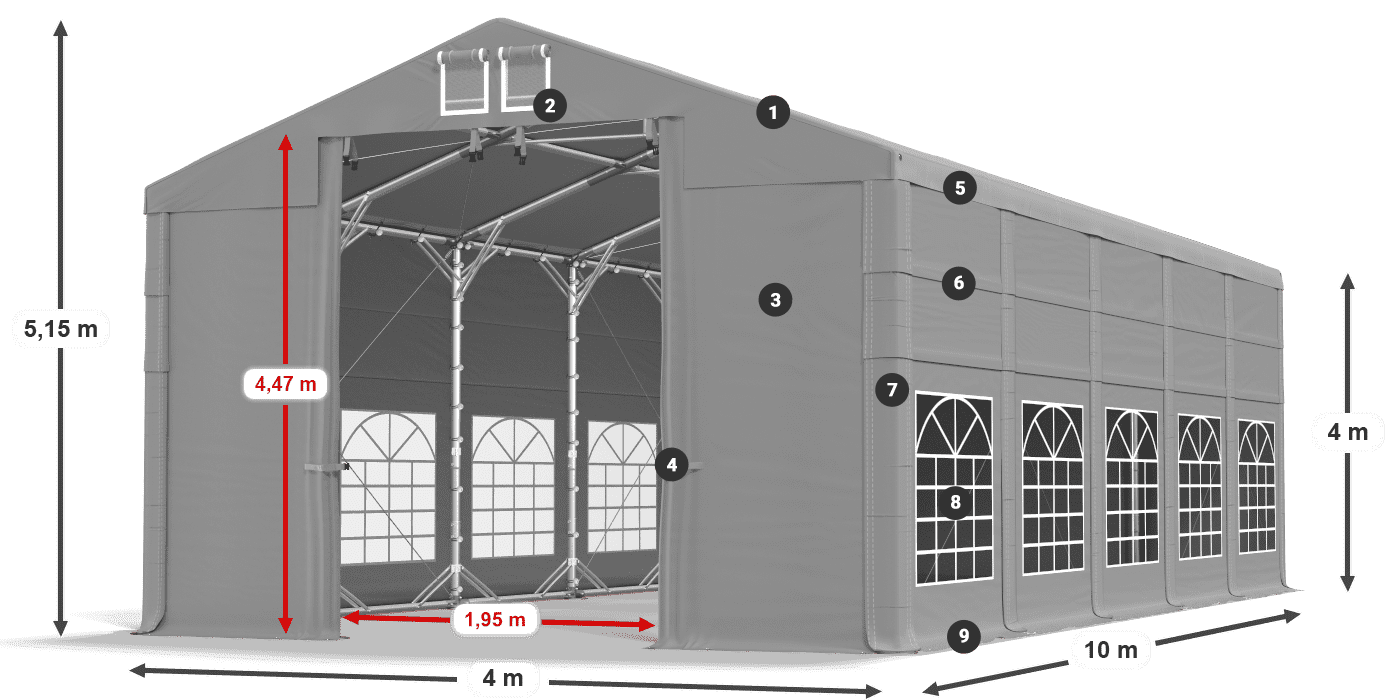 Streha: FR 620 PVC Stene: SD 500 PVC 4 m legenda