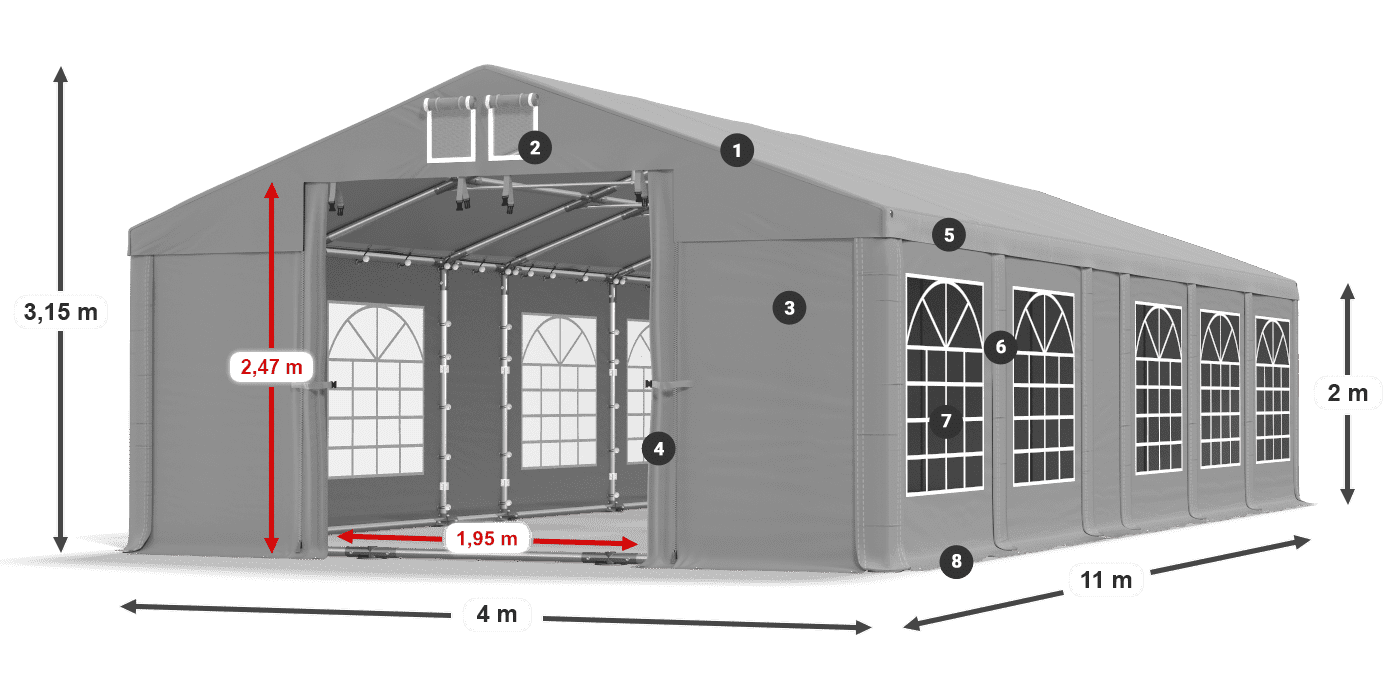 Streha: FR 620 PVC Stene: SD 500 PVC 2 m legenda
