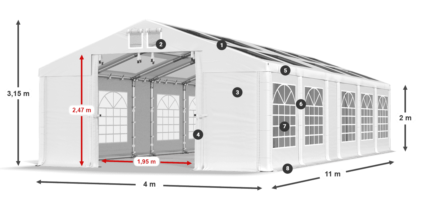 Streha: MS T 580 PVC Stene: FR 620 PVC 2 m legenda