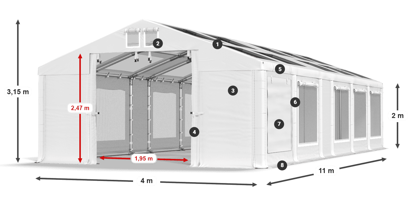Streha: MS T 580 PVC Stene: SDM 500 PVC 2 m legenda
