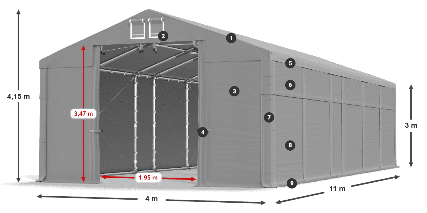 Streha: MS 580 PVC Stene: SD 500 PVC 3 m legenda