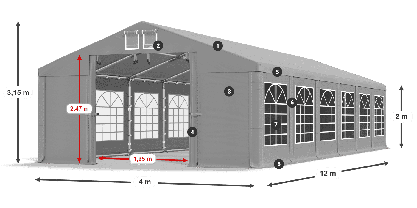 Streha: FR 620 PVC Stene: SD 500 PVC 2 m legenda