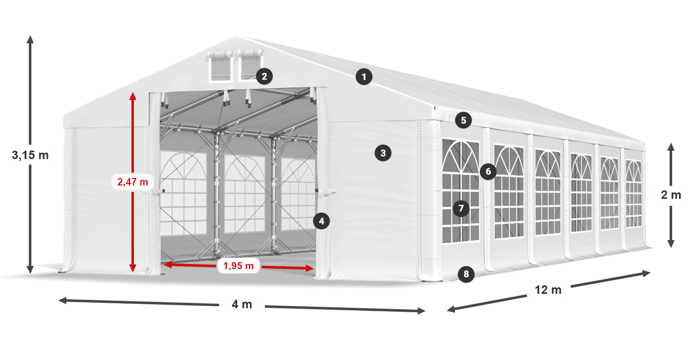 Streha: MS 580 PVC Stene: FR 620 PVC 2 m legenda