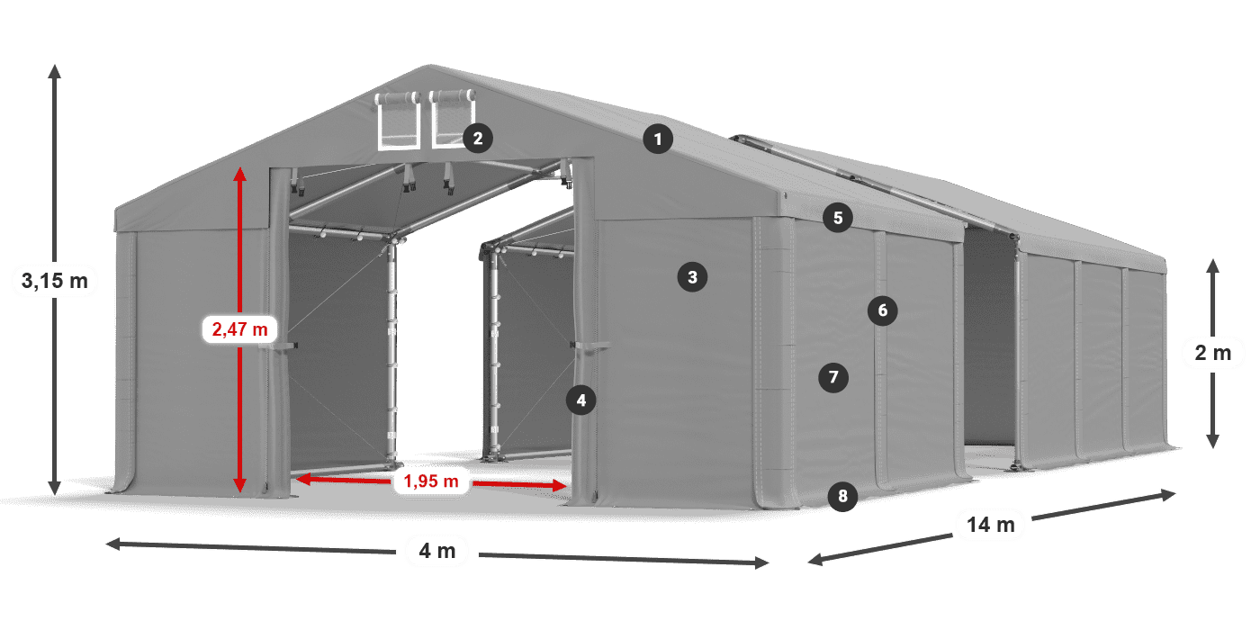 Streha: SD 560 PVC Stene: FR 620 PVC Legenda 2 m