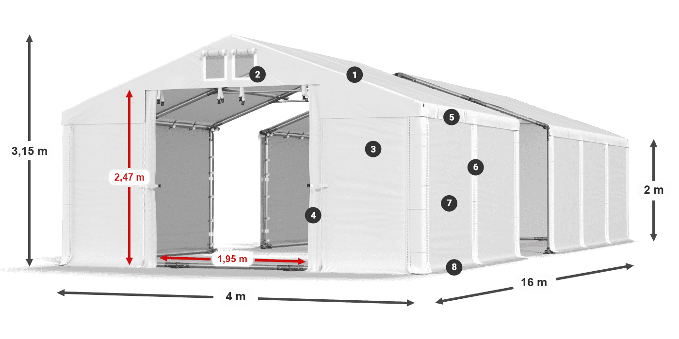 Streha: MS 580 PVC Stene: FR M 620 PVC 2 m legenda
