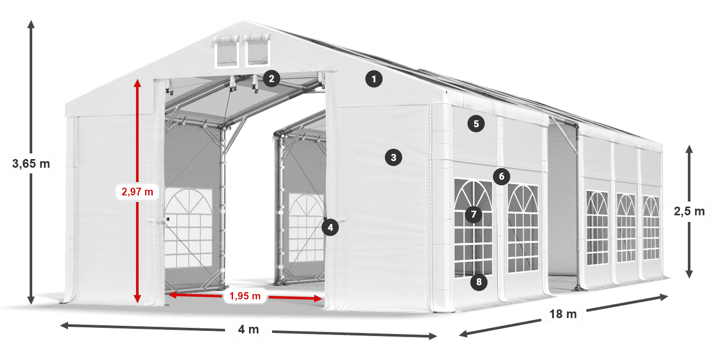 Streha: MS 580 PVC Stene: SD 500 PVC 2,5 m legenda