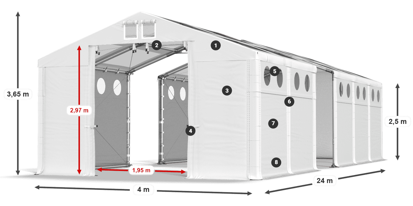 Streha: MS T 580 PVC Stene: SD O 500 PVC 2,5 m legenda