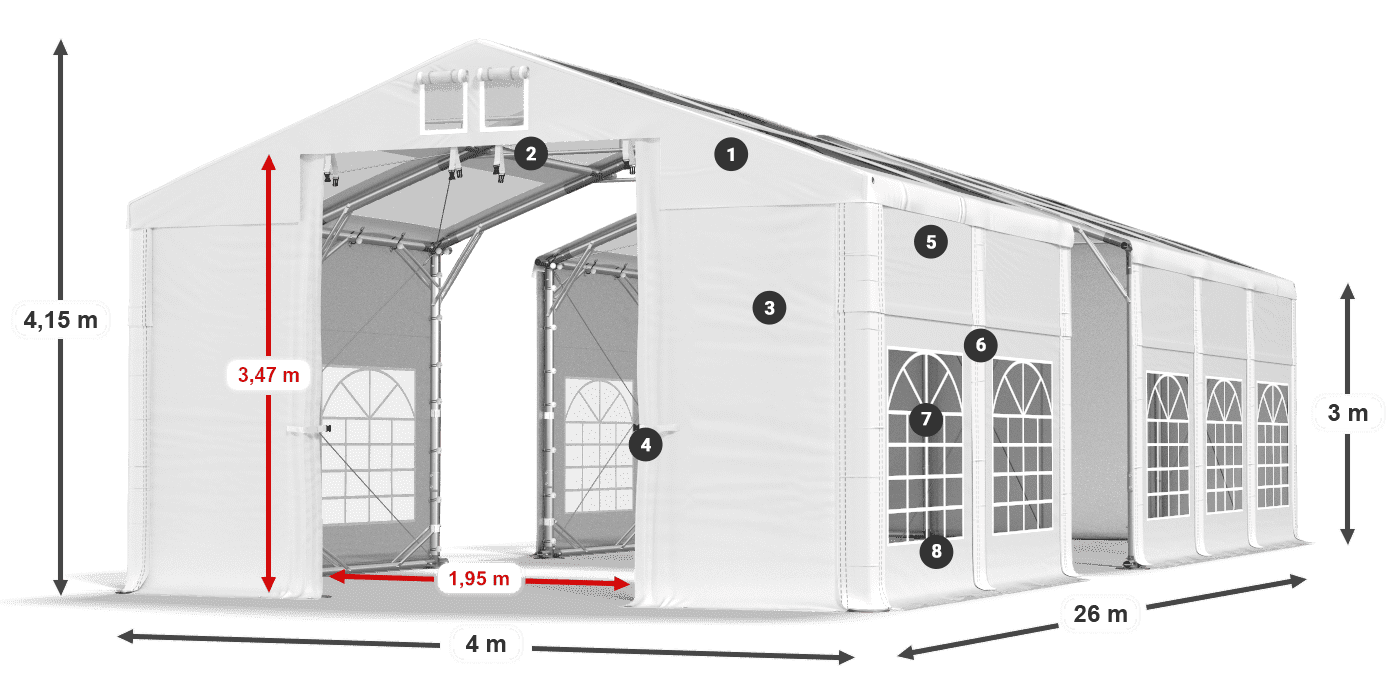 Streha: MS T 580 PVC Stene: FR 620 PVC 3 m legenda