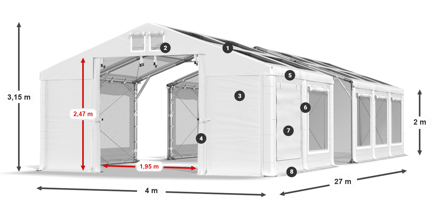 Streha: MS T 580 PVC Stene: SDM 500 PVC 2 m legenda