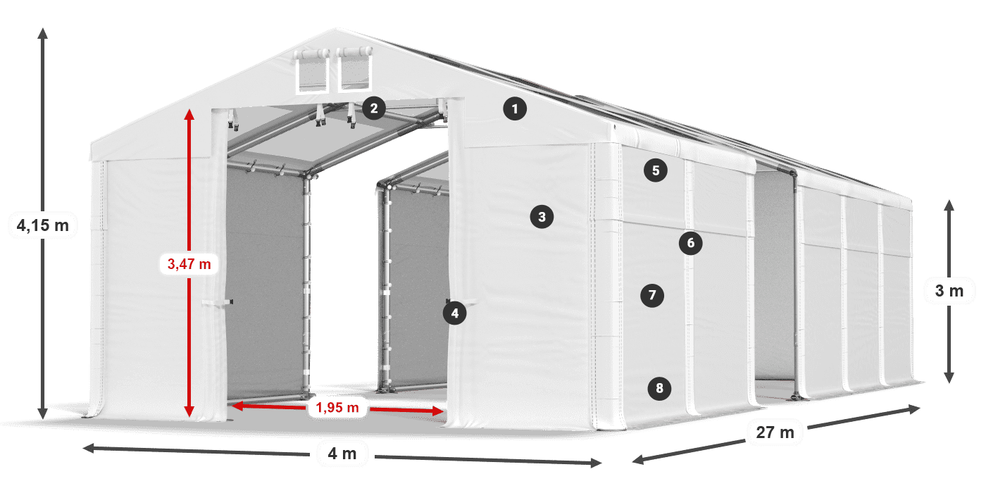 Streha: MS T 580 PVC Stene: FR 620 PVC 3 m legenda