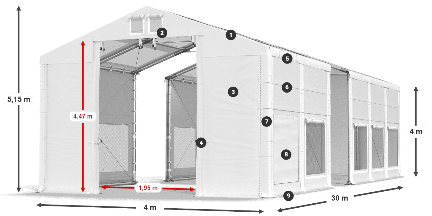 Streha: MS T 580 PVC Stene: SD M 500 PVC 4 m legenda