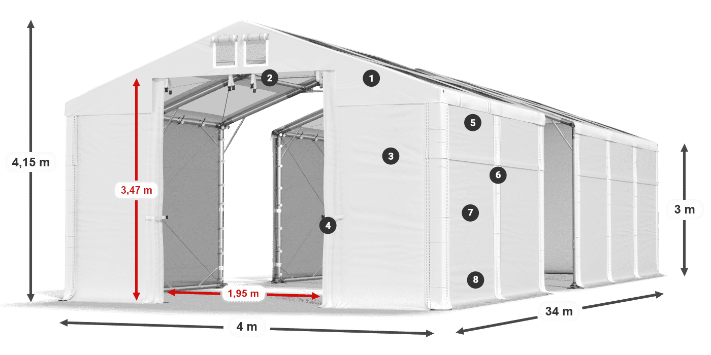 Streha: MS T 580 PVC Stene: FR 620 PVC 3 m legenda