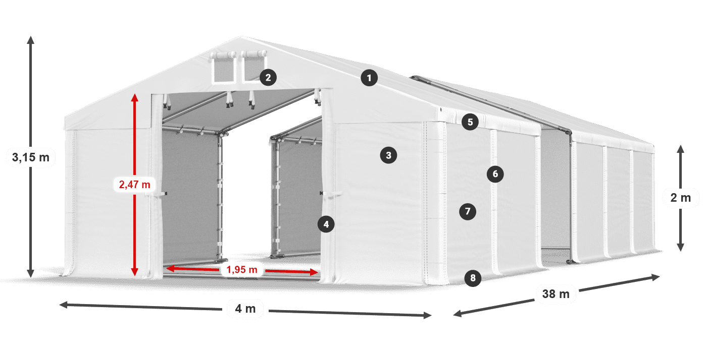 Streha: SD 560 PVC Stene: FR 620 PVC Legenda 2 m