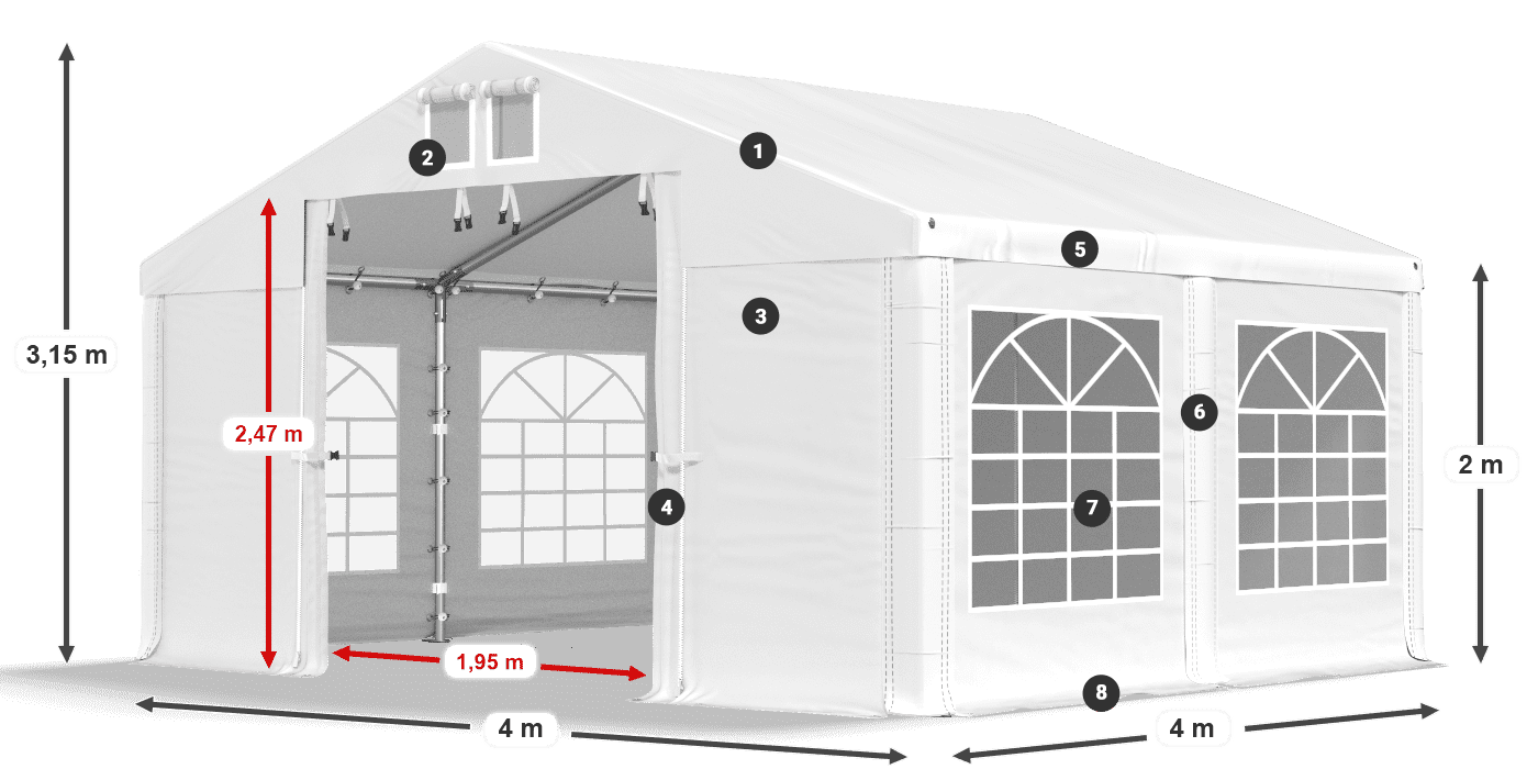 Streha: FR 620 PVC Stene: SD 500 PVC 2 m legenda