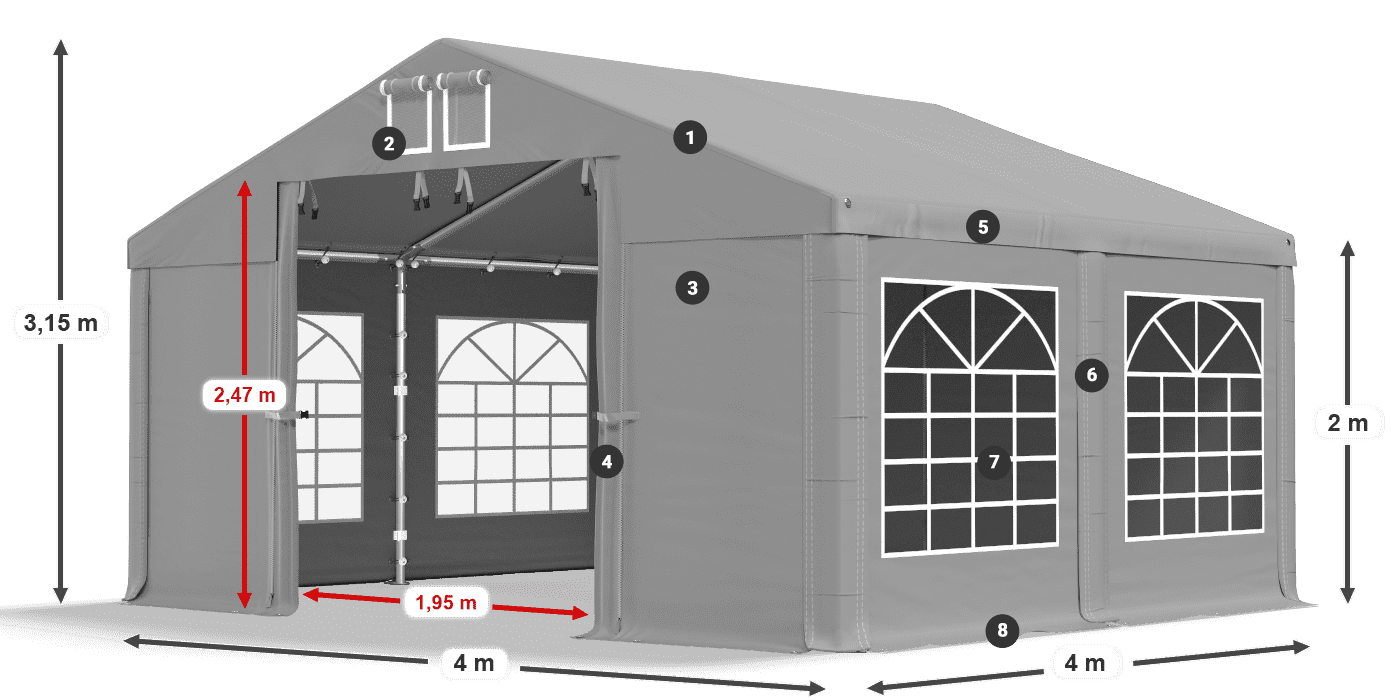 Streha: FR 620 PVC Stene: SD 500 PVC 2 m legenda