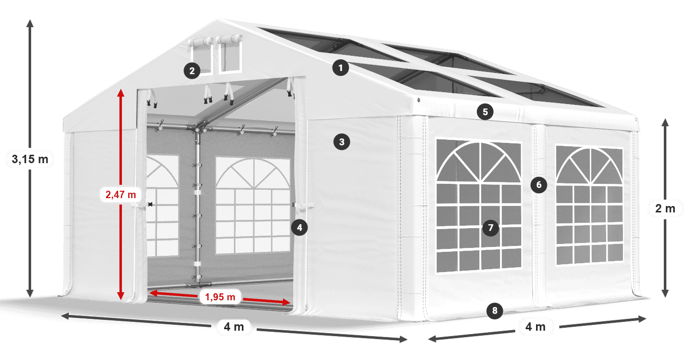 Streha: MS 580 PVC Stene: SD 500 PVC 2 m legenda