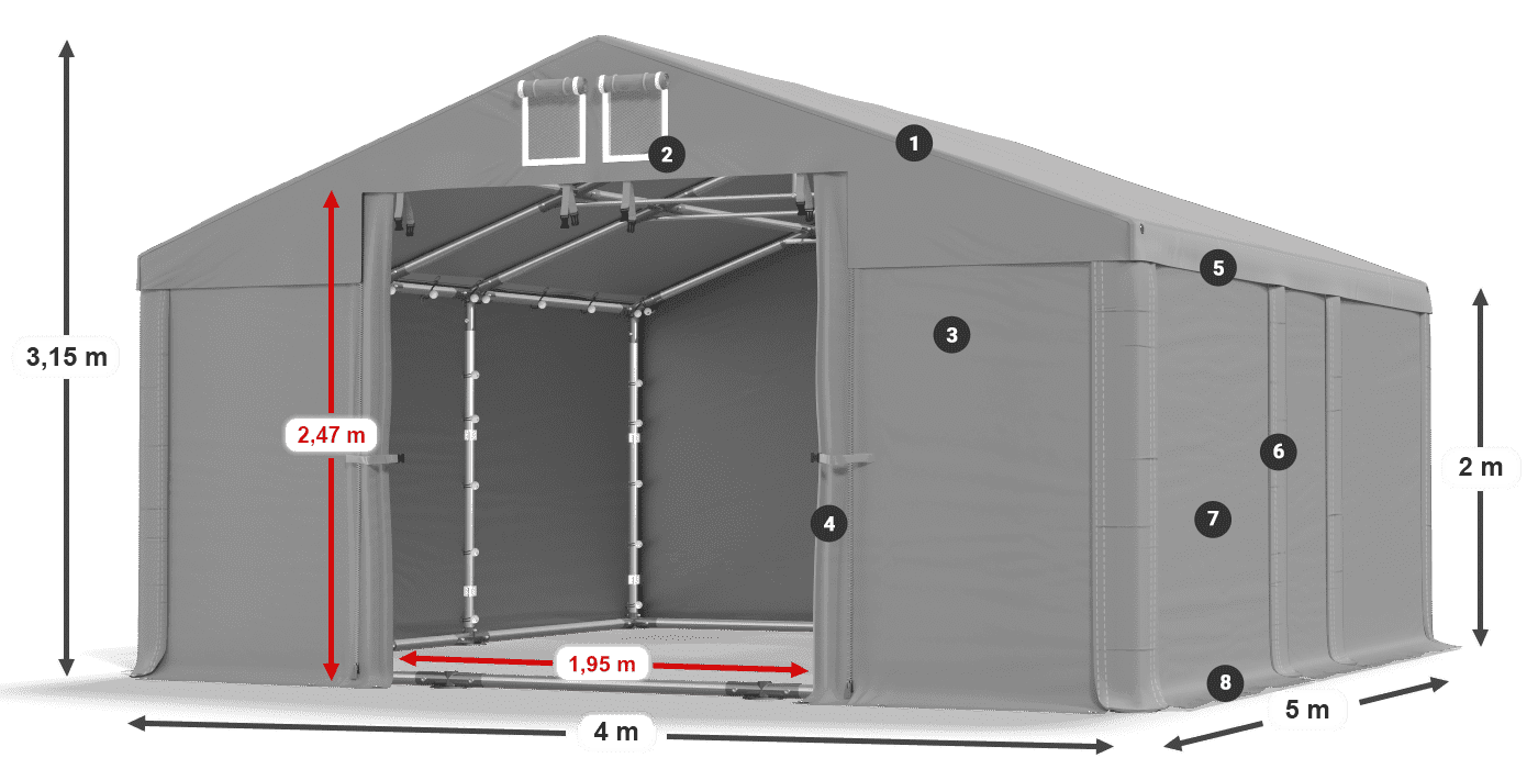Streha: FR 620 PVC Stene: SD 580 PVC 2 m legenda