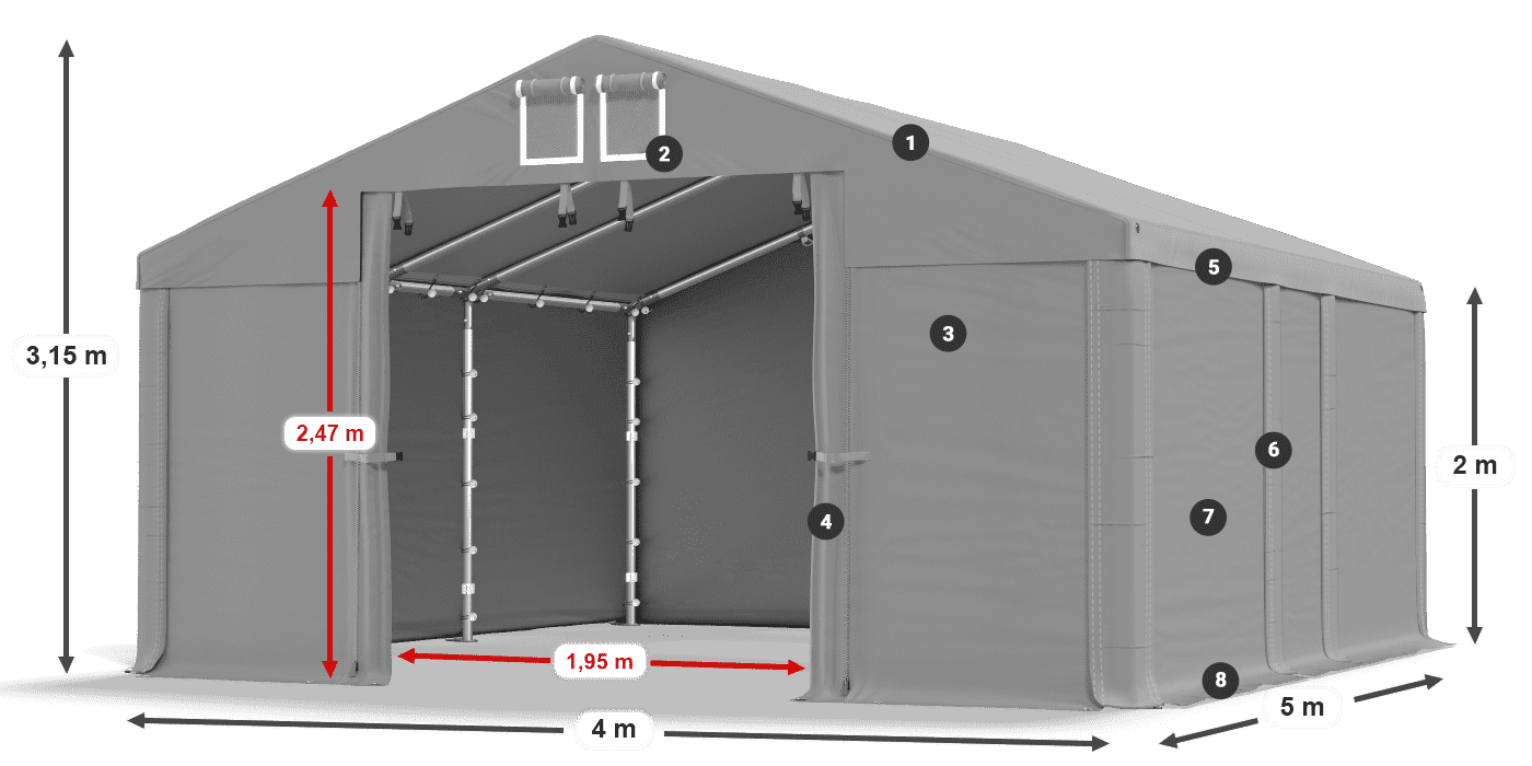 Streha: MS 580 PVC Stene: SD 500 PVC 2 m legenda