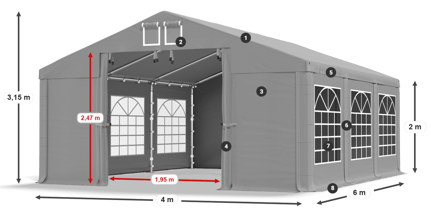 Streha: FR 620 PVC Stene: SD 500 PVC 2 m legenda