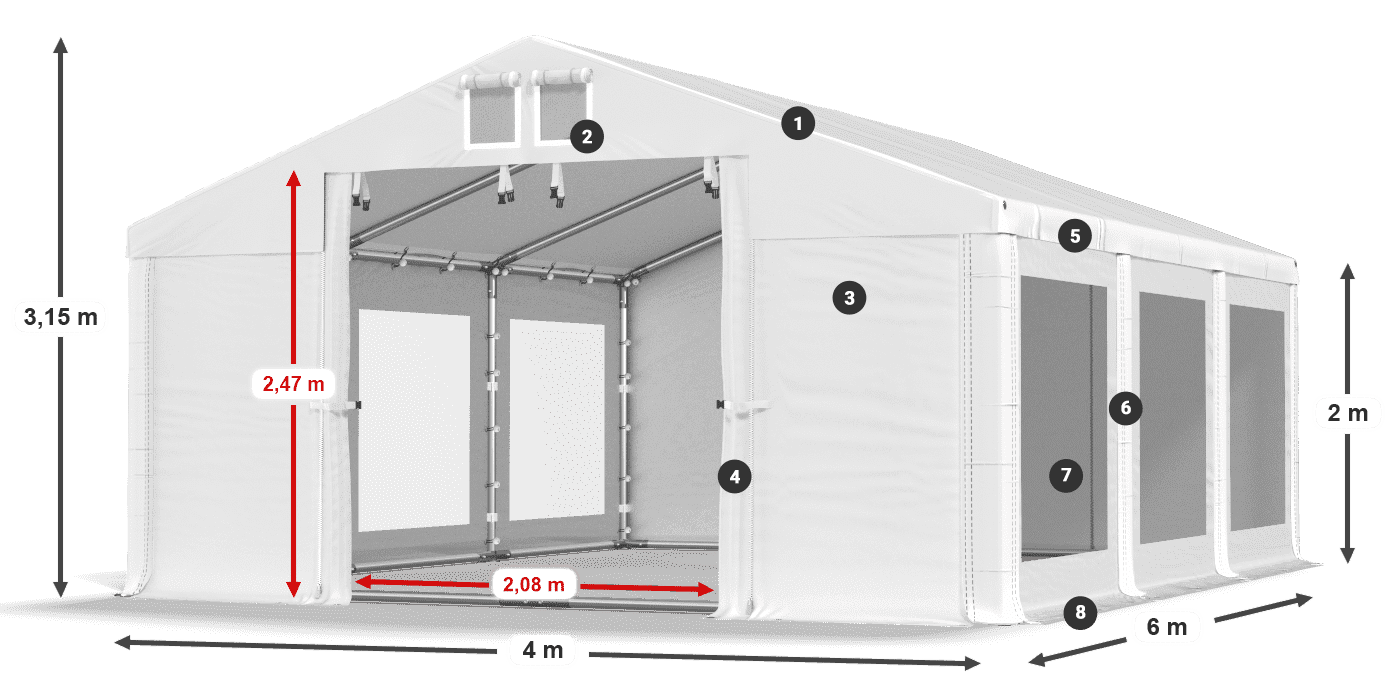 Streha: MS 580 PVC Stene: MS 580 PVC 2 m legenda