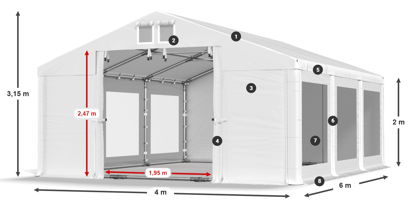 Streha: MS 580 PVC Stene: MS 580 PVC 2 m legenda