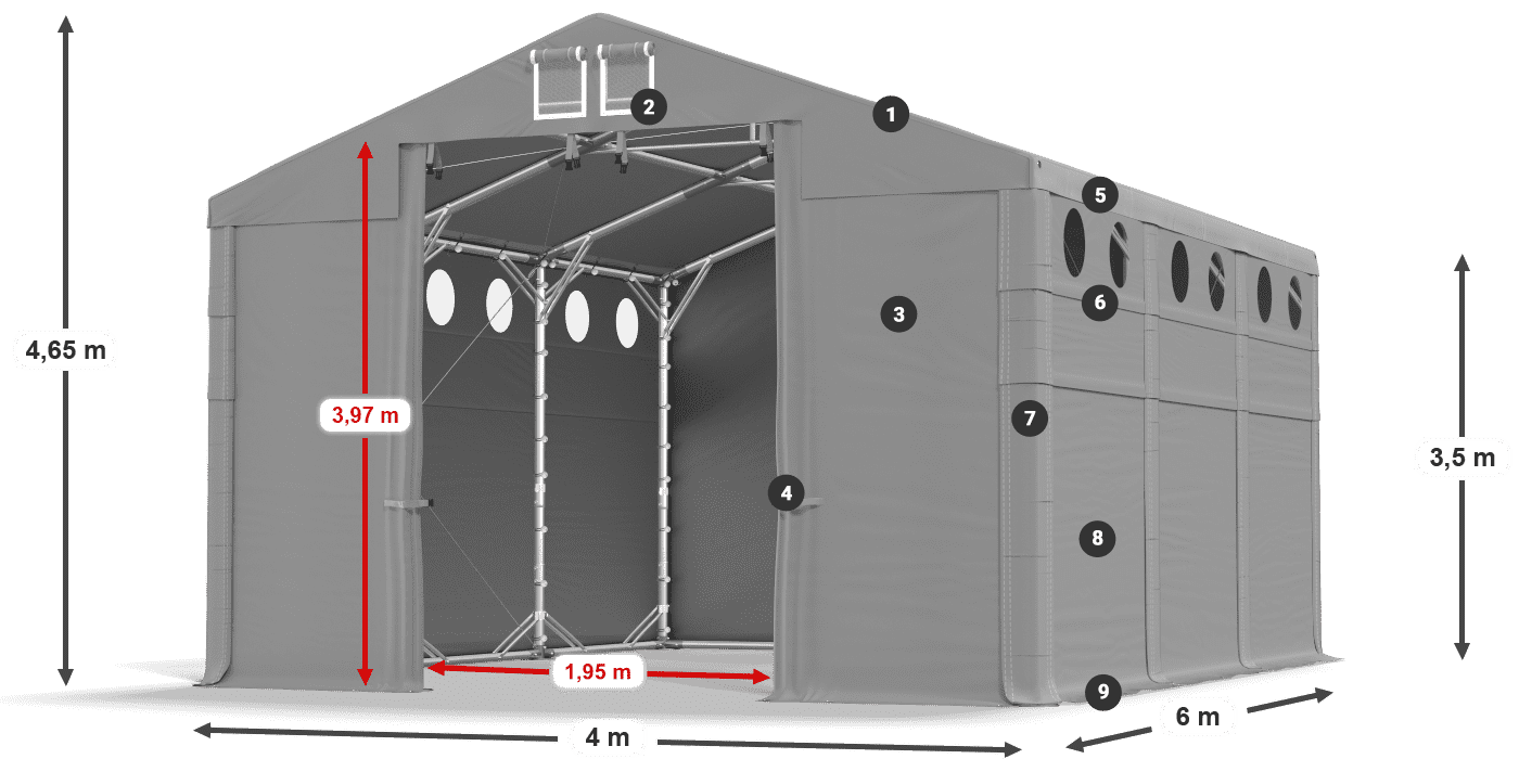 Streha: SD 560 PVC Stene: FR O 620 PVC Legenda 3,5 m