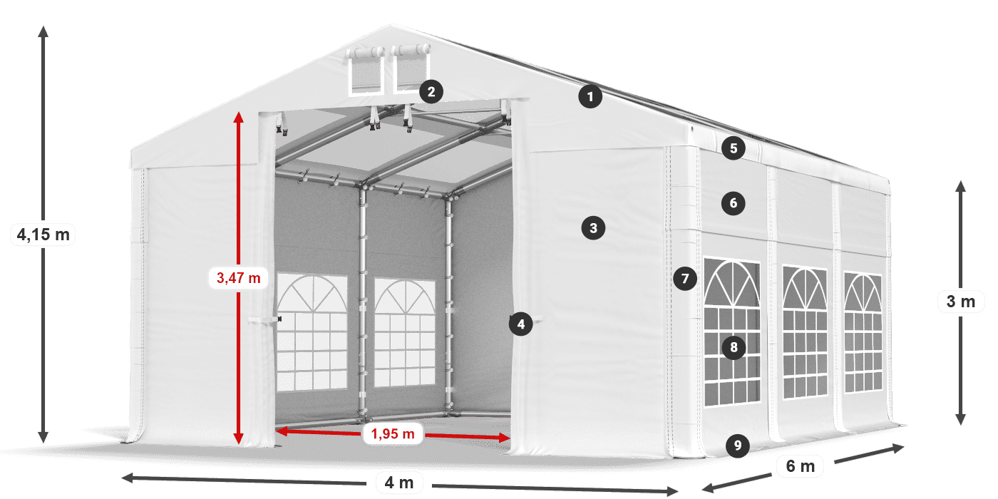 Streha: MS T 580 PVC Stene: SD I 500 PVC 3 m Legenda