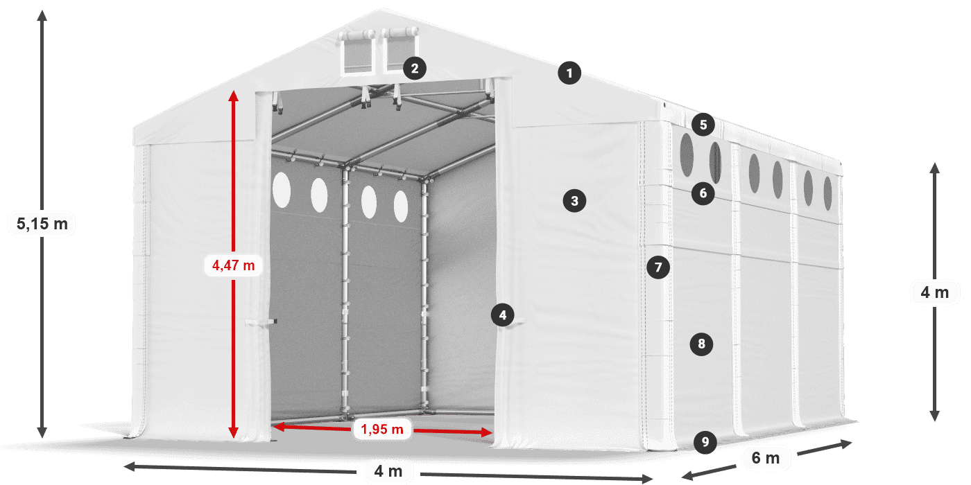 Streha: MS 580 PVC Stene: SD O 500 PVC 4 m legenda