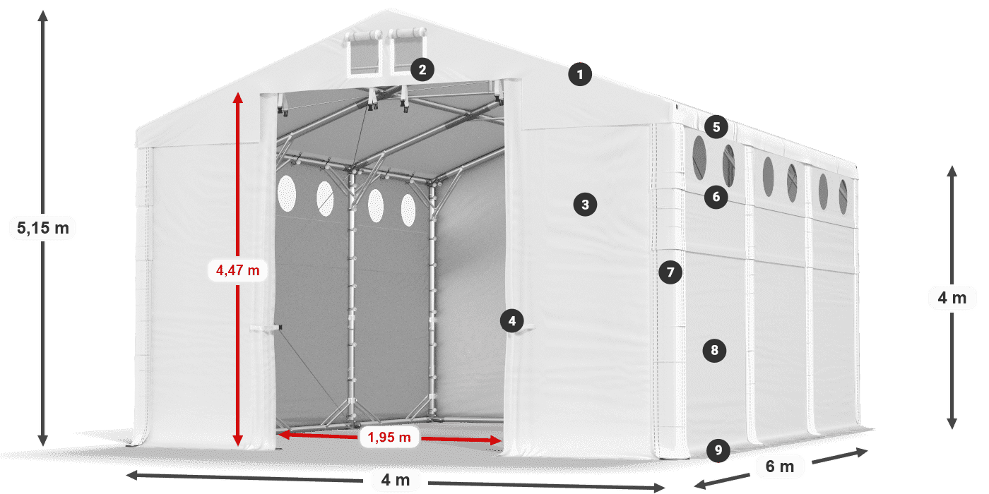 Streha: SD 560 PVC Stene: MS O 580 PVC Legenda 4m