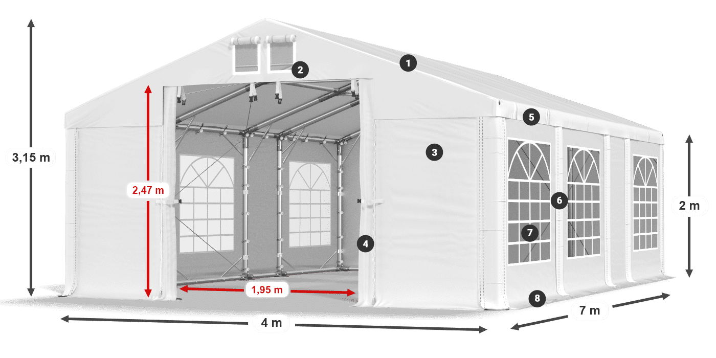Streha: FR 620 PVC Stene: SD 500 PVC 2 m legenda
