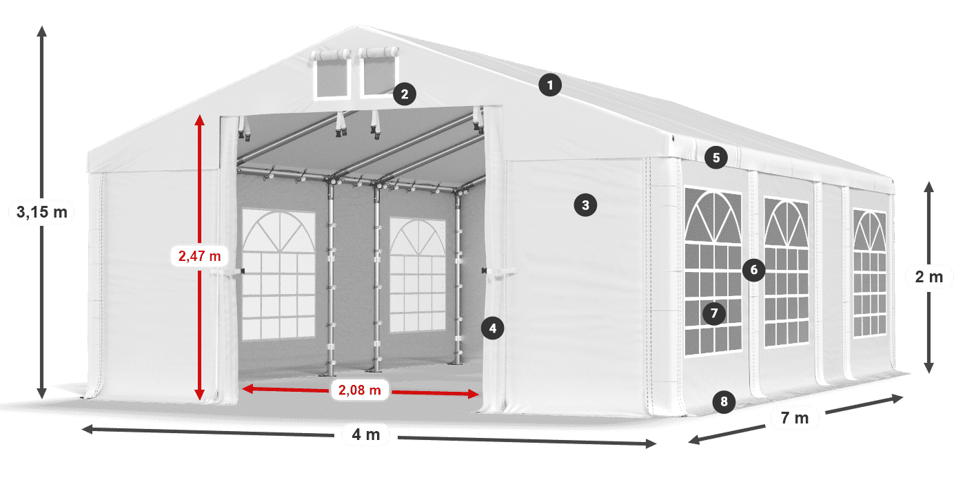 Streha: FR 620 PVC Stene: SD 500 PVC 2 m legenda