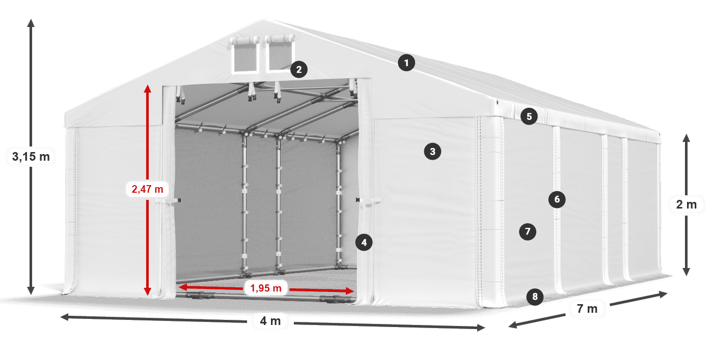 Streha: FR 620 PVC Stene: SD 500 PVC 2 m legenda