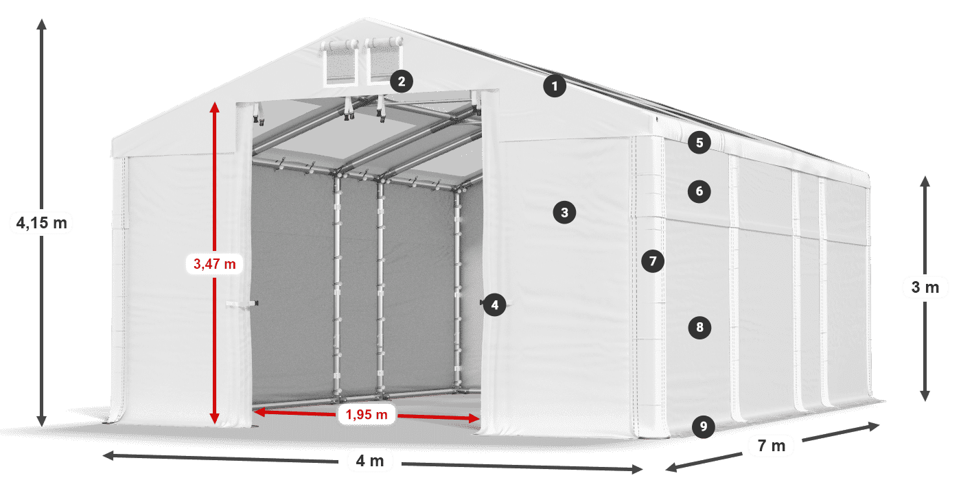 Streha: MS T 580 PVC Stene: FR 620 PVC 3 m legenda