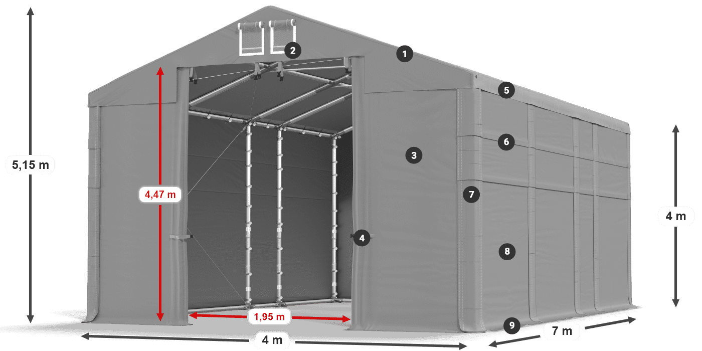 Streha: FR 620 PVC Stene: SD 500 PVC 4 m legenda