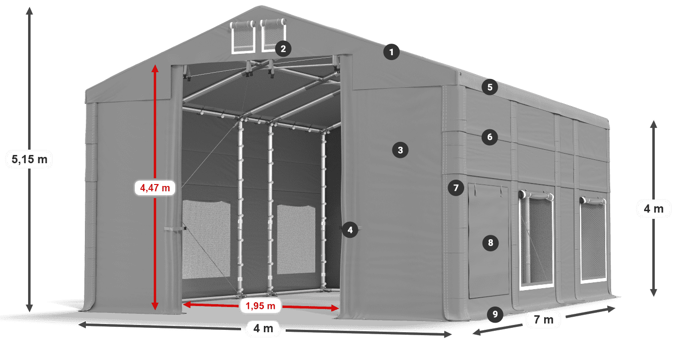 Streha: FR 620 PVC Stene: SD 500 PVC 4 m legenda