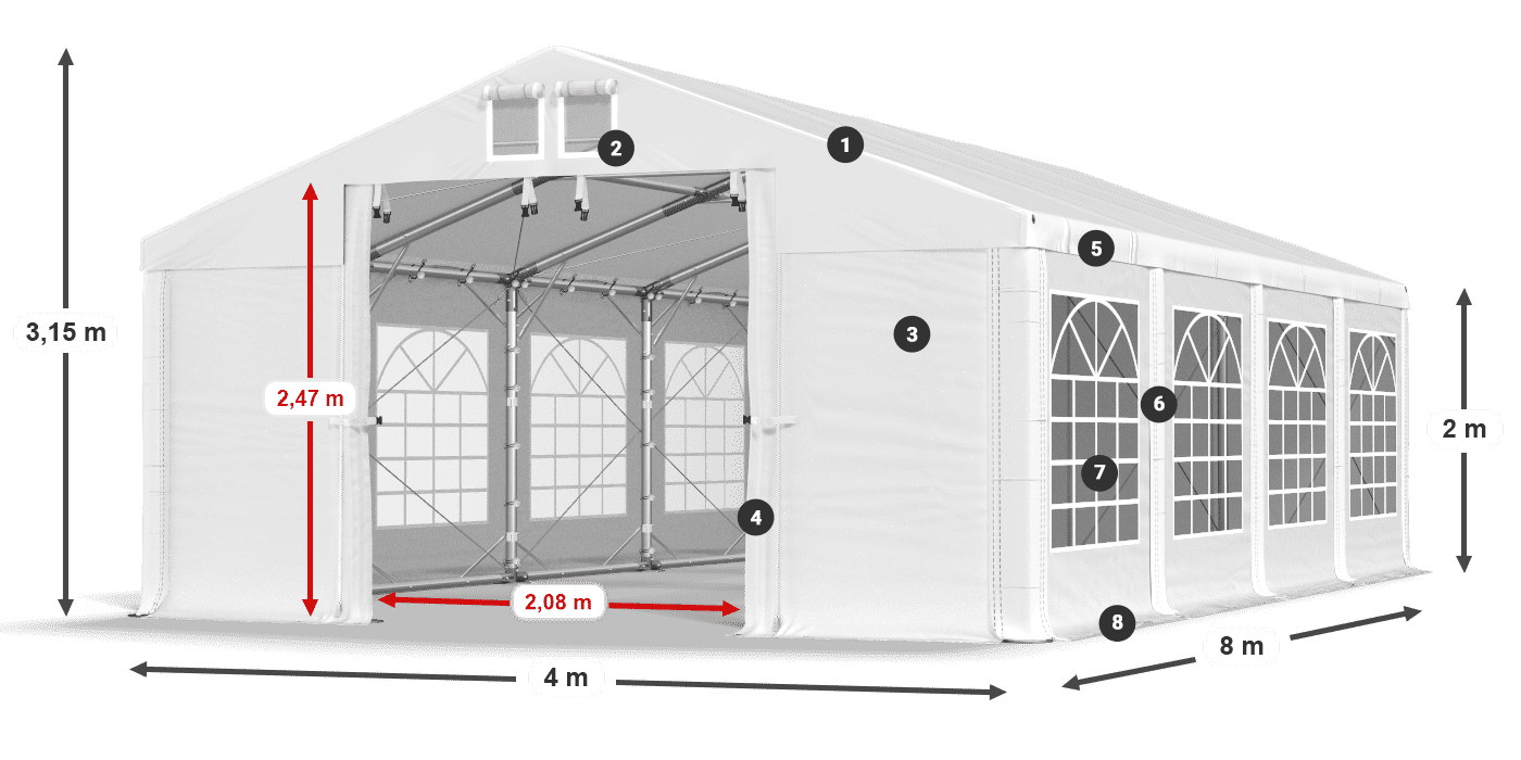 Streha: FR 620 PVC Stene: SD 500 PVC 2 m legenda
