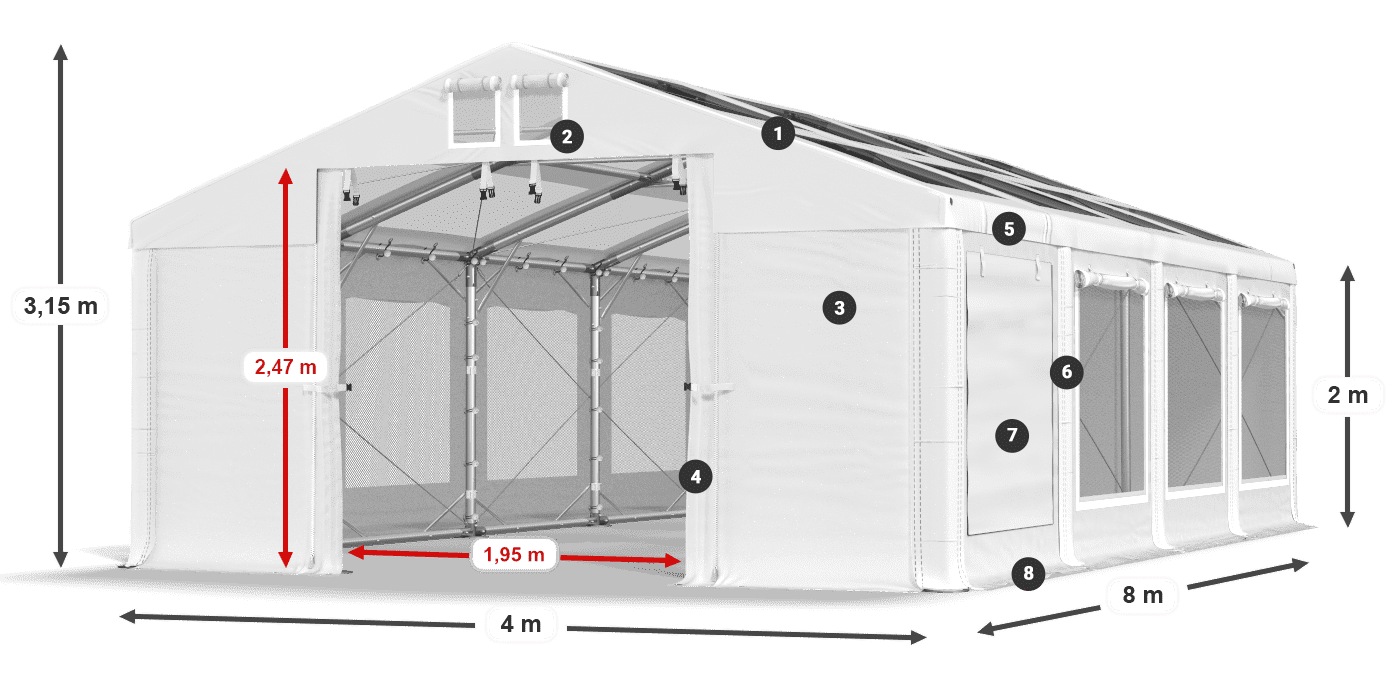 Streha: MS T 580 PVC Stene: SDM 500 PVC 2 m legenda
