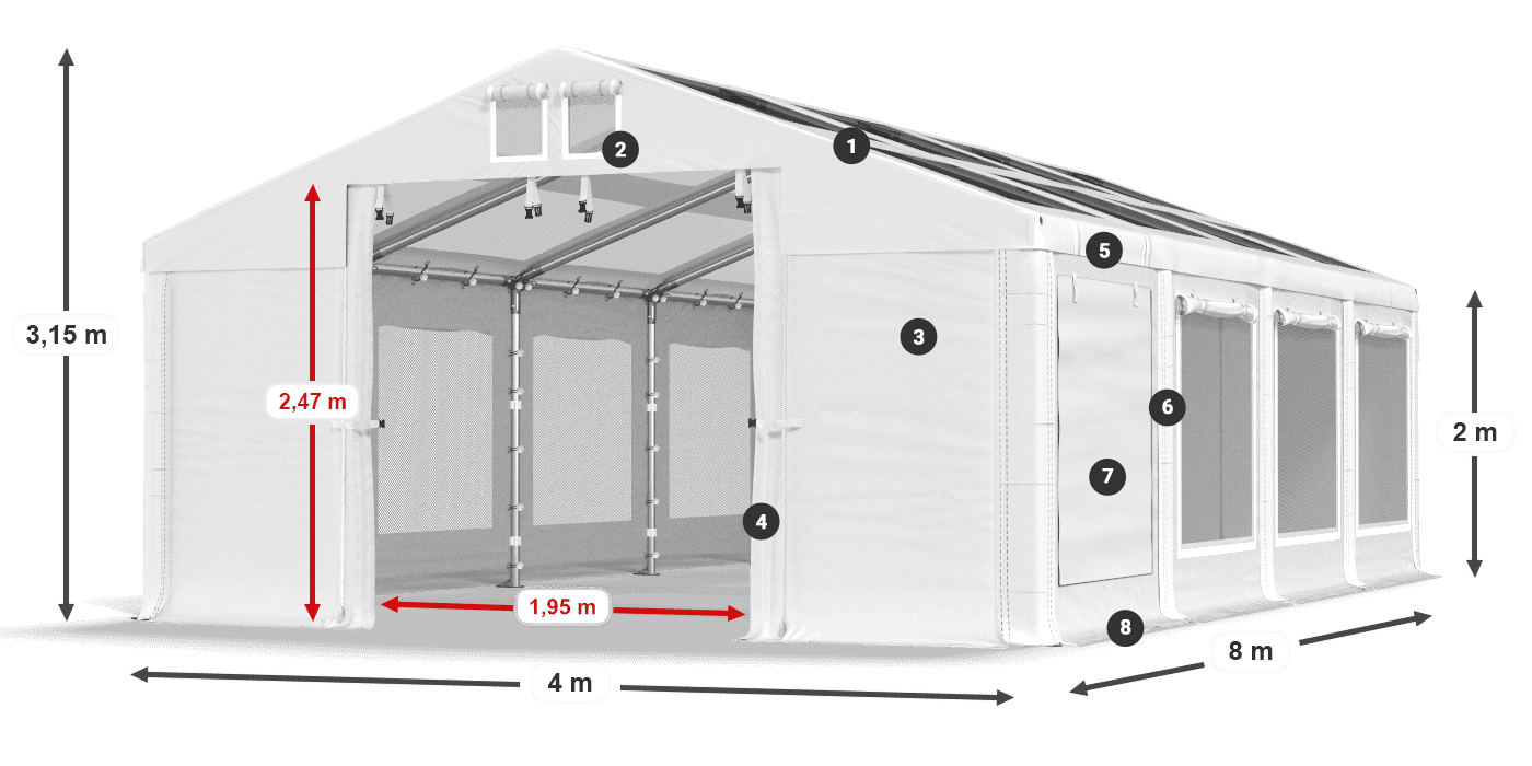 Streha: MS T 580 PVC Stene: SDM 500 PVC 2 m legenda