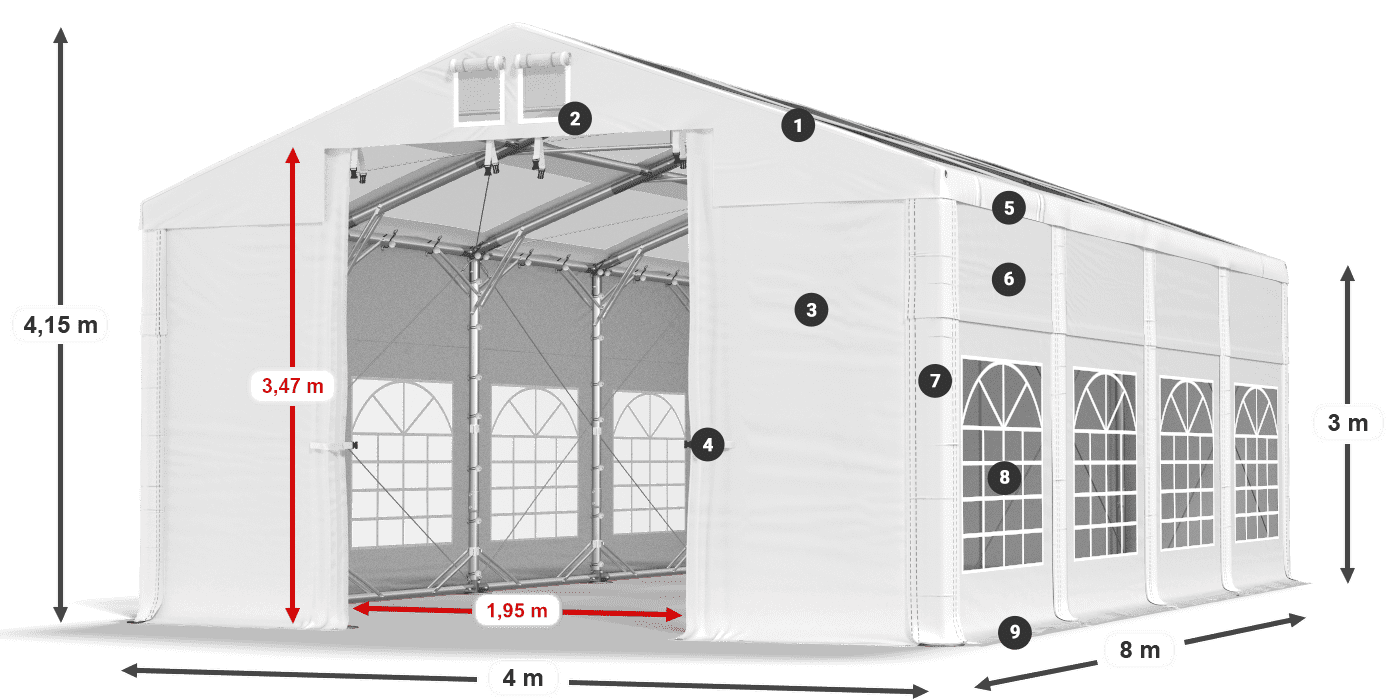 Streha: MS T 580 PVC Stene: SD I 500 PVC 3 m Legenda