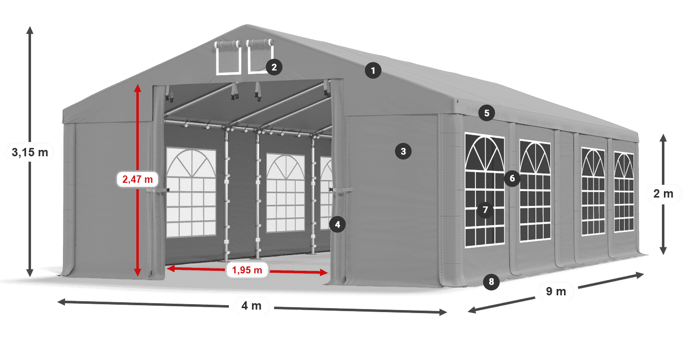 Streha: FR 620 PVC Stene: SD 500 PVC 2 m legenda